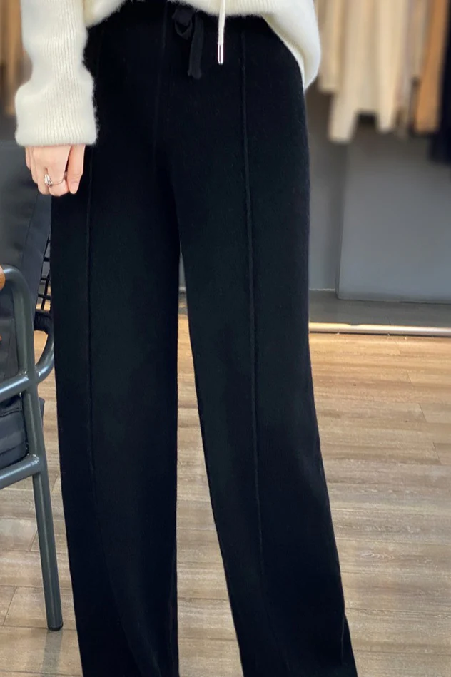 Thickened Wool High Waist Knit Pants - Image 5