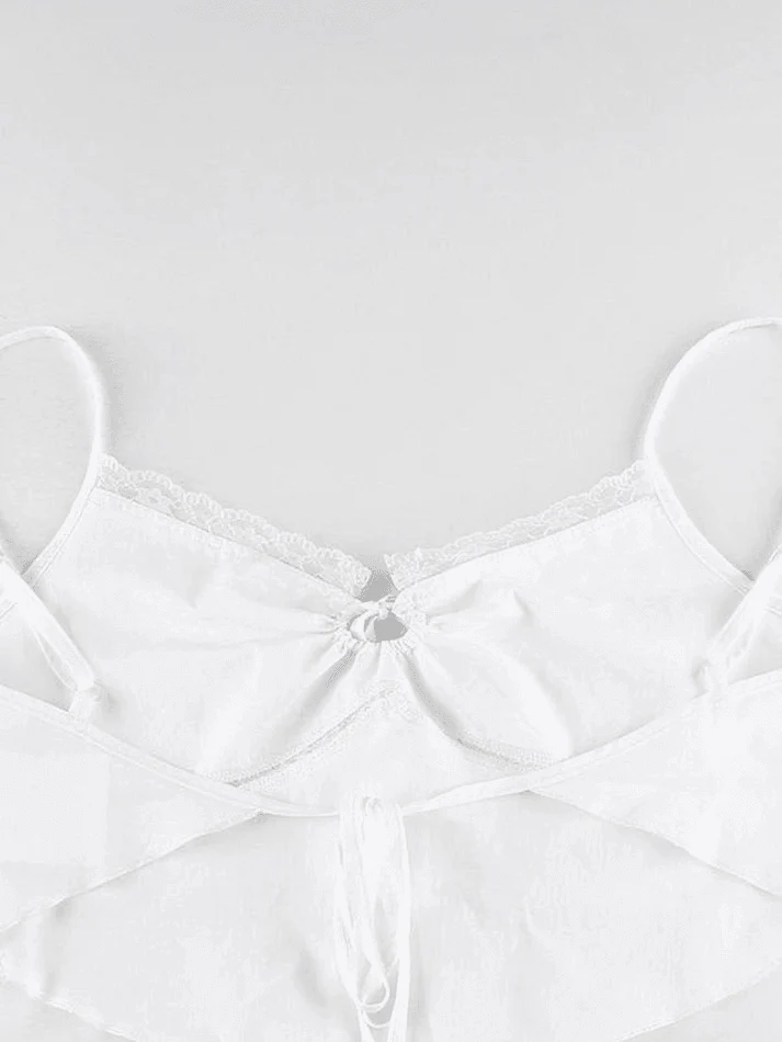 Tie Back Lace Trim Crop Cami Top - Image 11