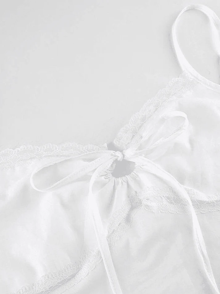 Tie Back Lace Trim Crop Cami Top - Image 12