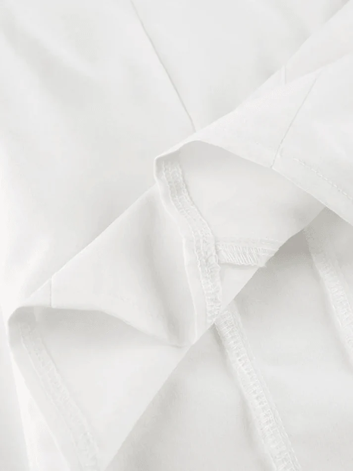 Tie Design White Cropped Blouse - Image 8