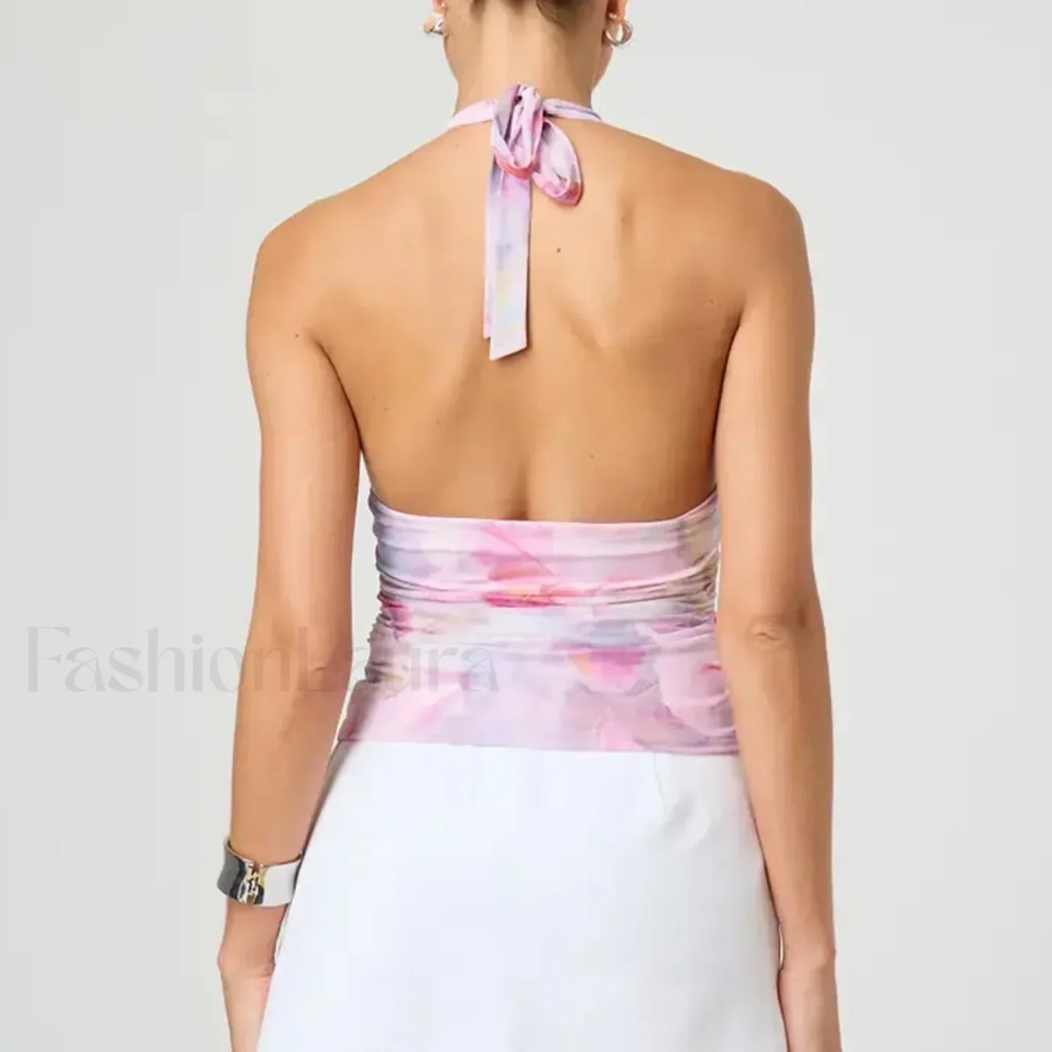 Tie-Dye Halter Backless Crop Top - Image 2