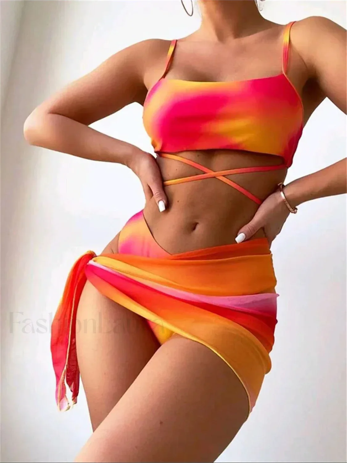 Tie Dye String Back Three Piece Set - Image 11