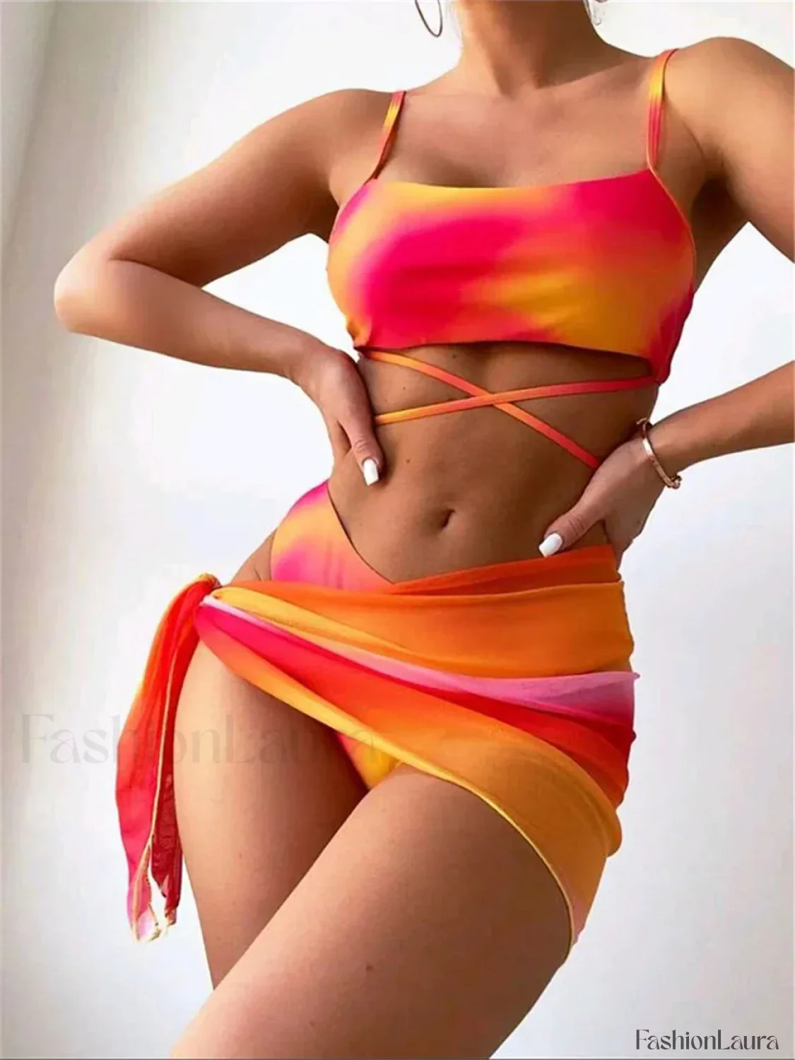 Tie Dye String Back Three Piece Set - Image 20