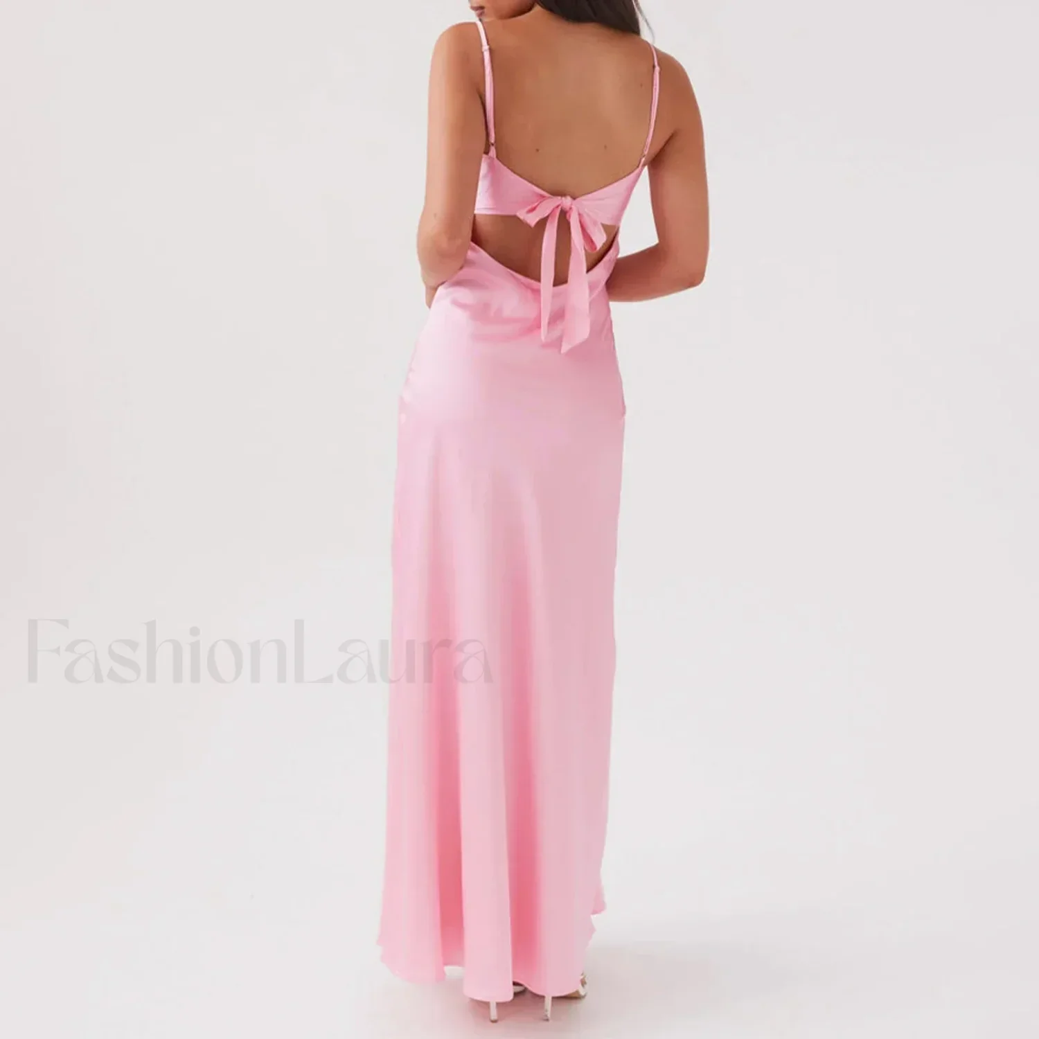 Tie Front Backless Cami Maxi Dress - Image 2