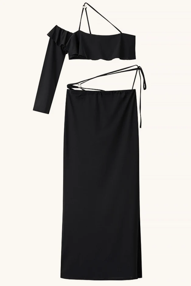 Tie Front Crop Top Bodycon Mini Skirt Set - Image 6