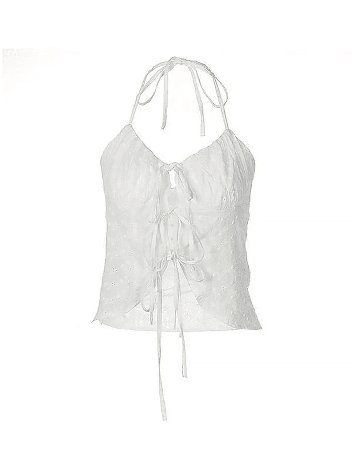 Tie Strap Broderie Lace Corset Top - Image 11