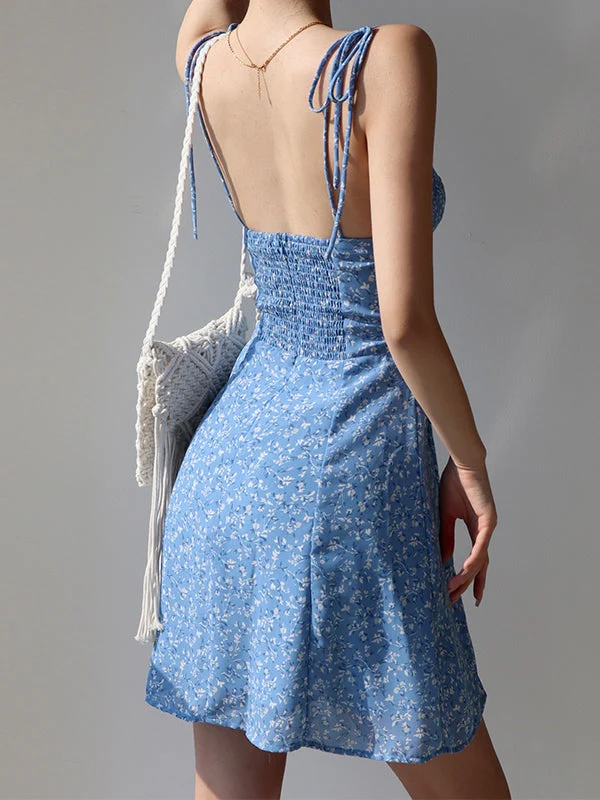 Tie Strap Floral Mini Dress - Image 5