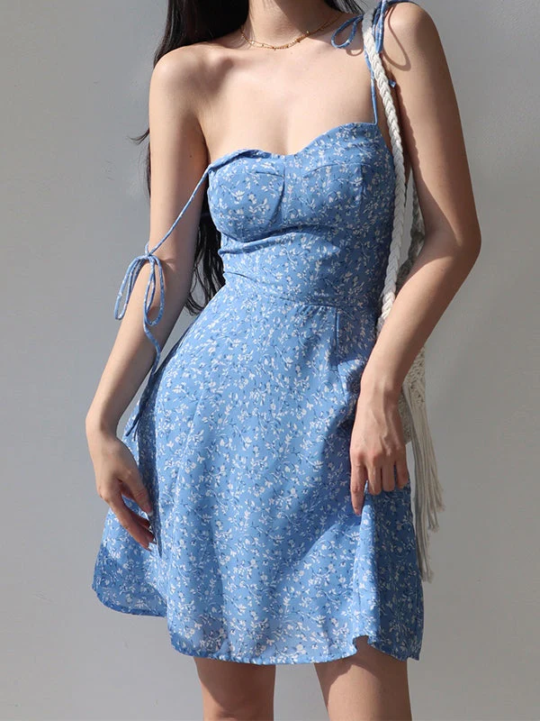 Tie Strap Floral Mini Dress - Image 8