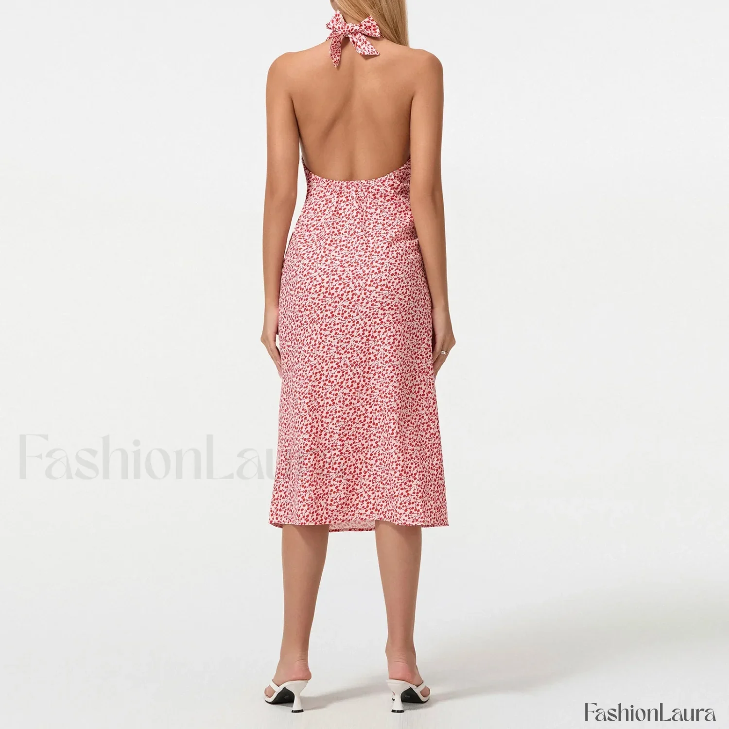 Tie-Up Deep V Midi Dress - Image 11