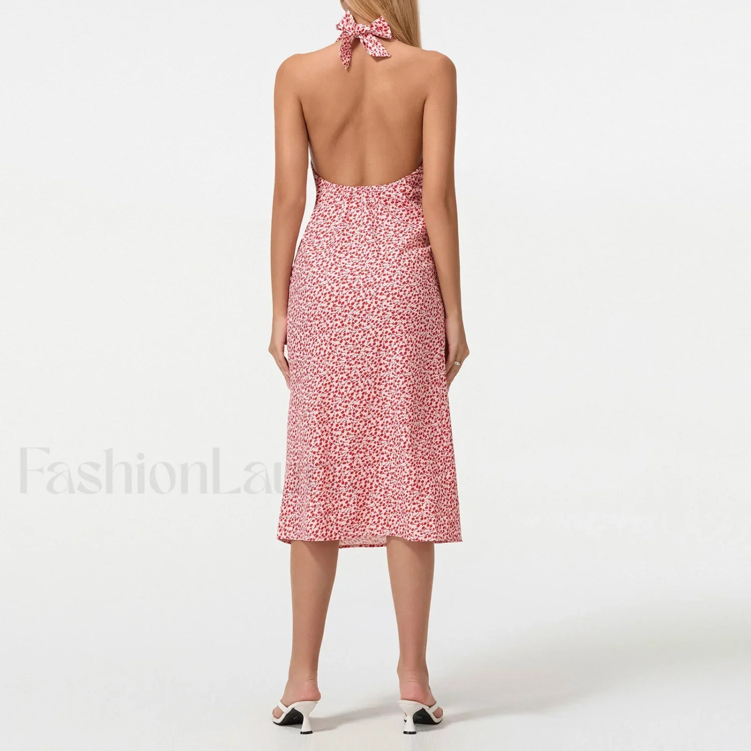 Tie-Up Deep V Midi Dress - Image 5