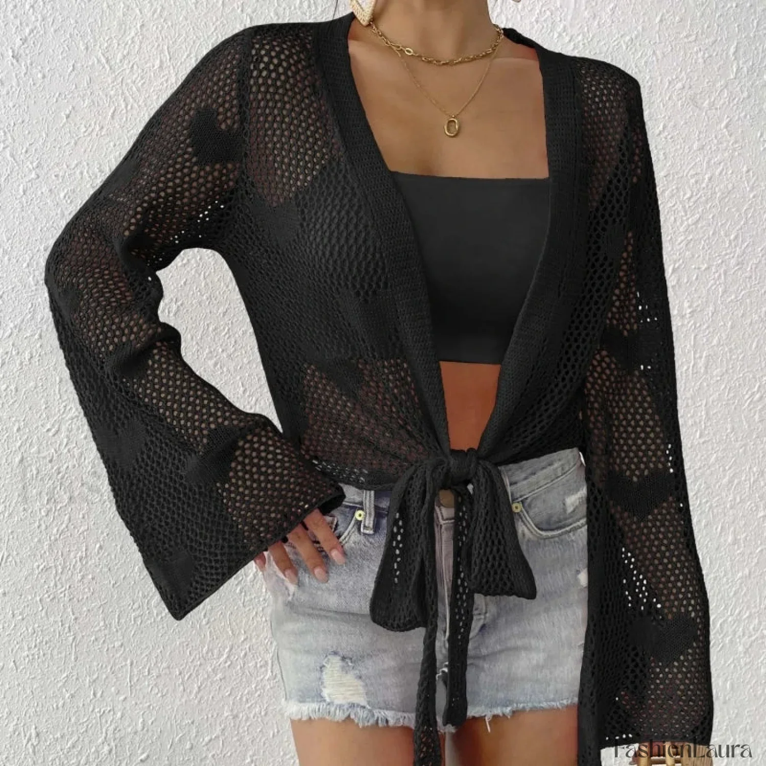 Tie-Up Loose Knit Beach Cover Up - Image 10