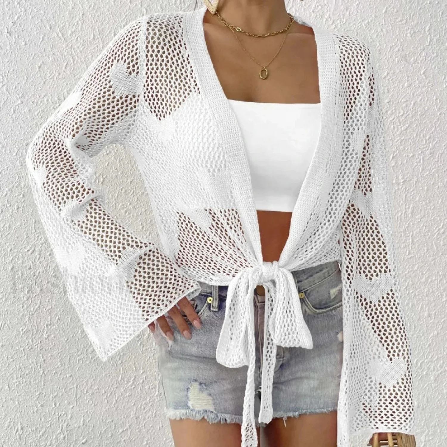 Tie-Up Loose Knit Beach Cover Up - Image 8