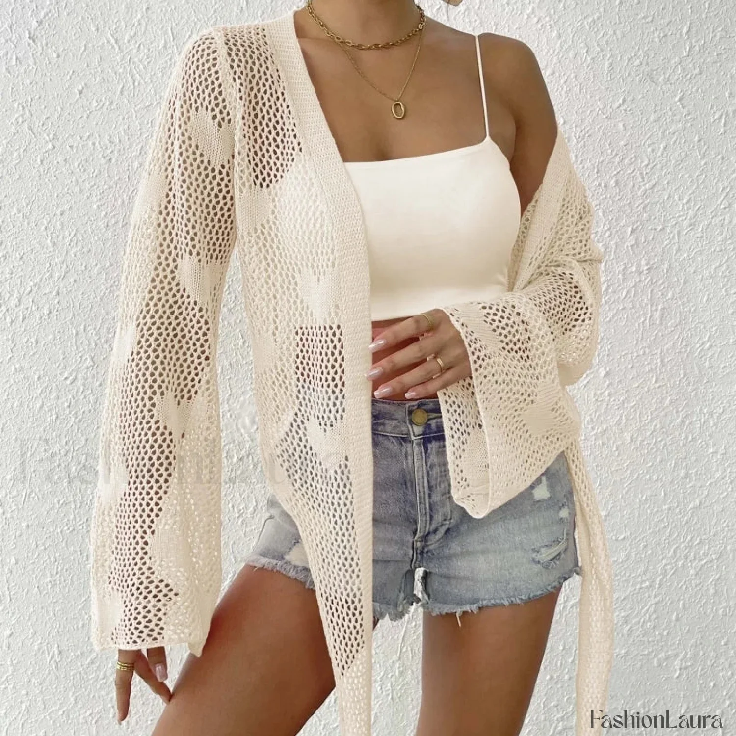 Tie-Up Loose Knit Beach Cover Up - Image 9