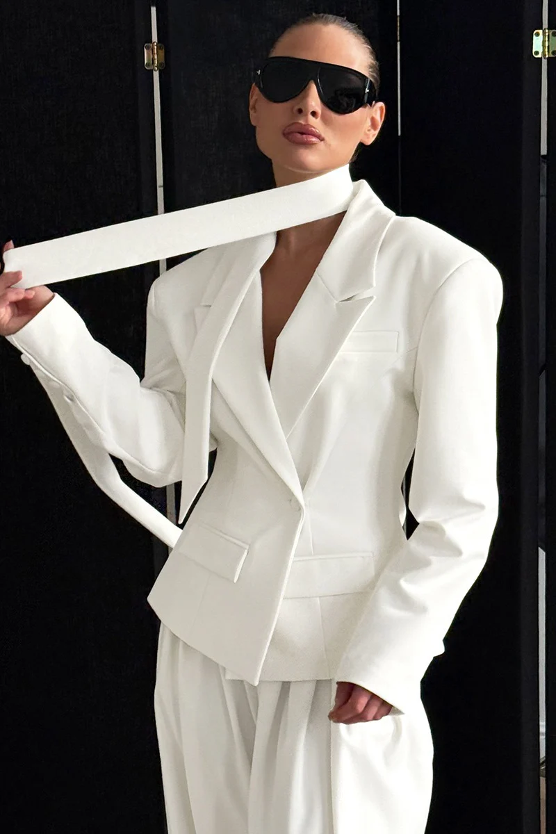 Tie-Waist Cropped Blazer - Image 8