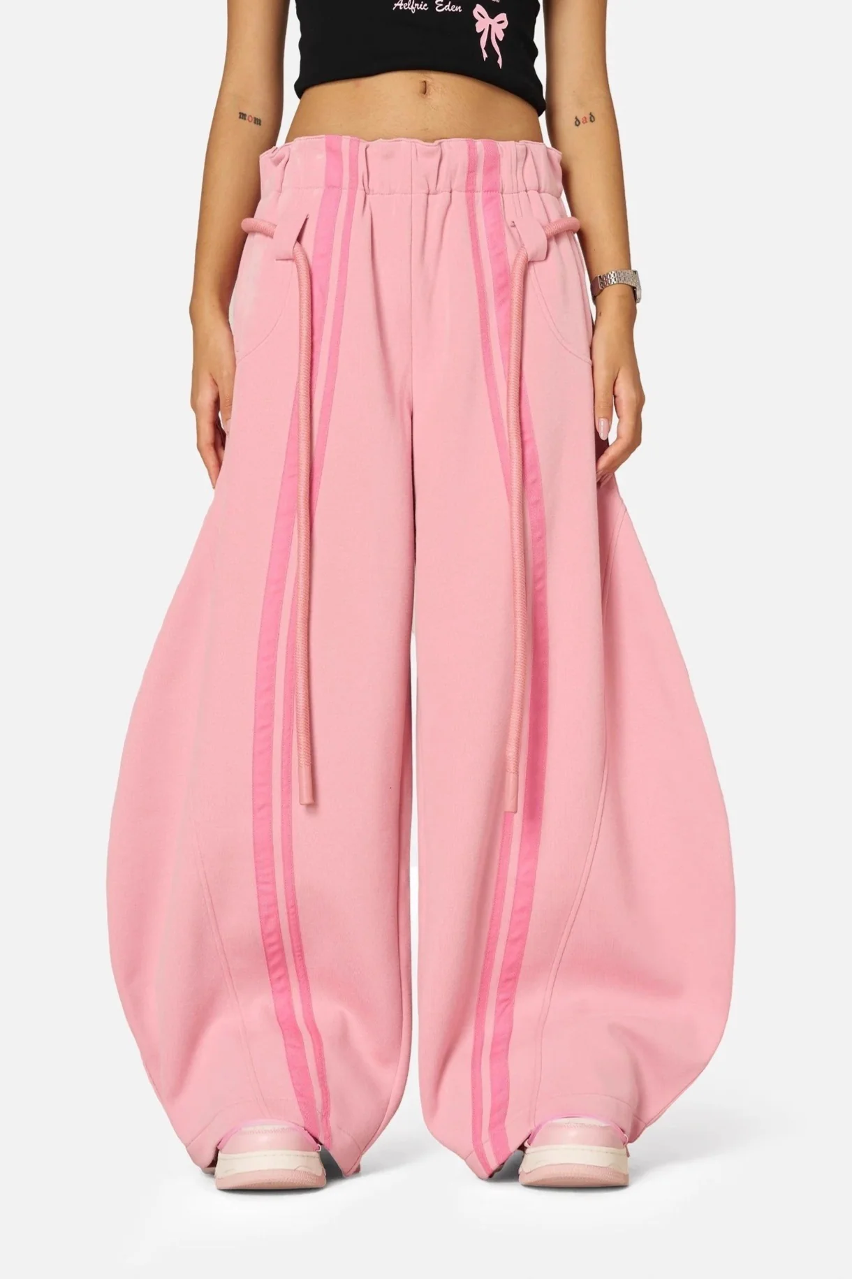 Tie Waist Relaxed Wide Leg Long Pants - Image 4