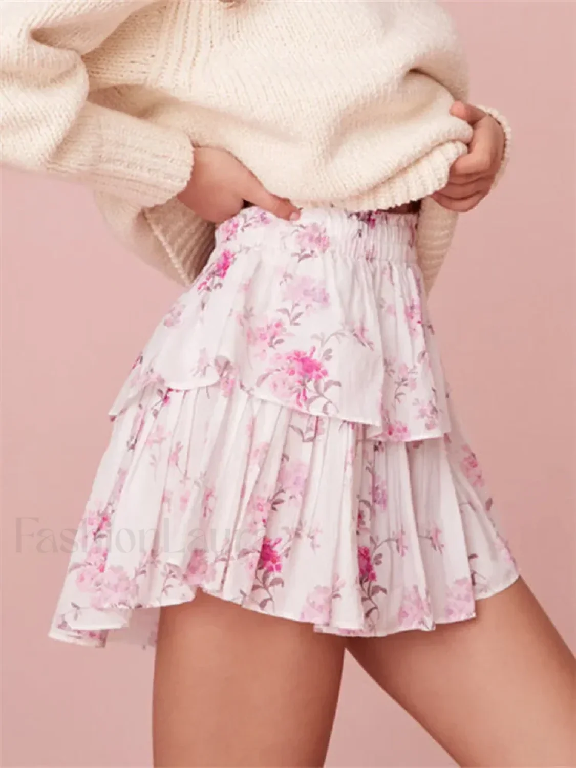 Tiered Floral Ruffle Mini Skirt - Image 3