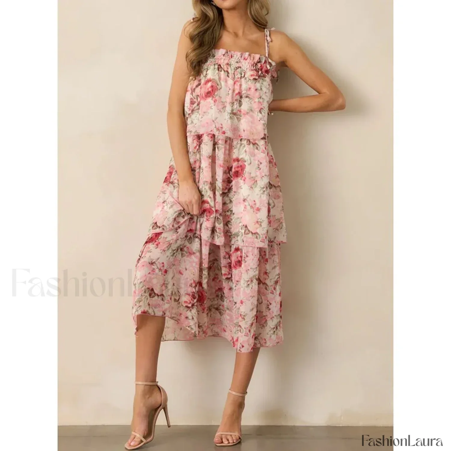 Tiered Lace-Up Cami Midi Dress - Image 14