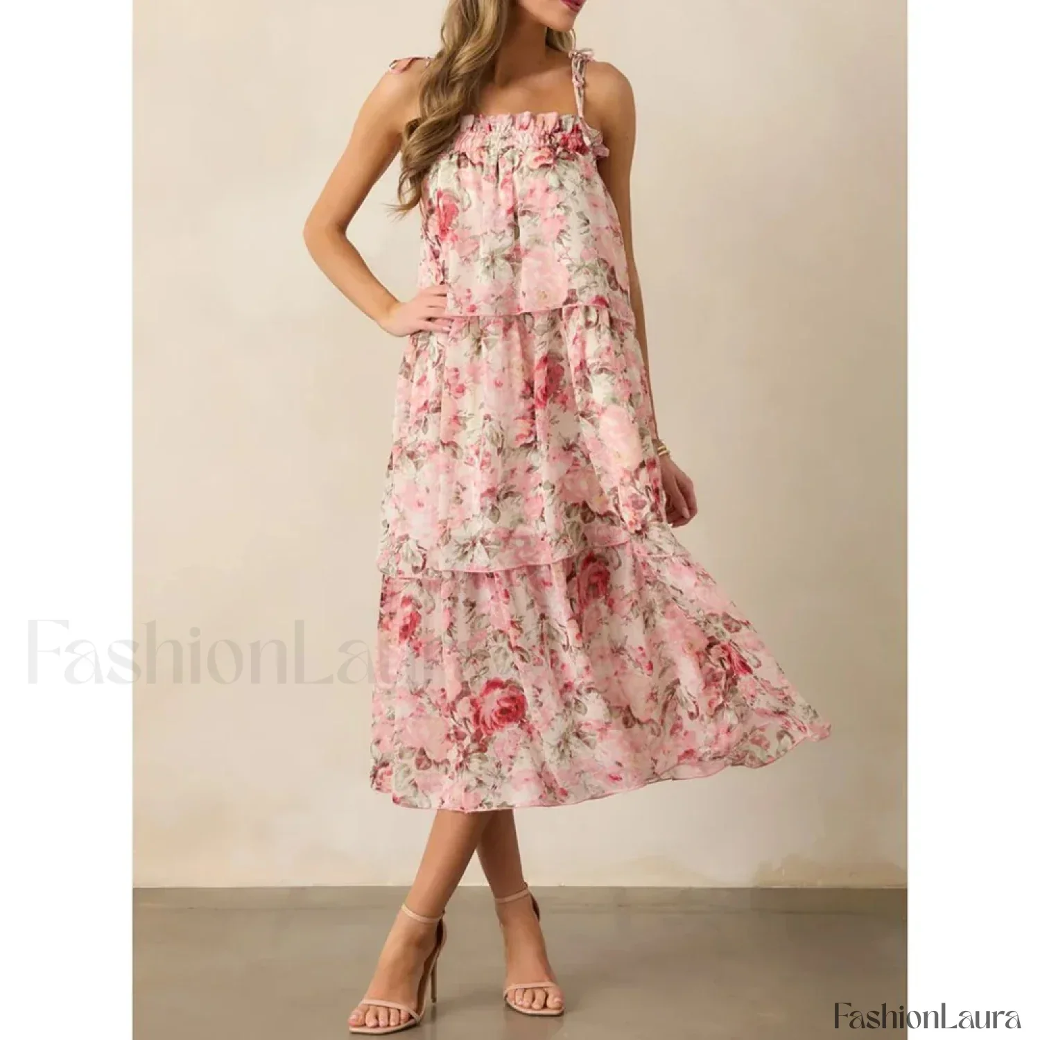 Tiered Lace-Up Cami Midi Dress - Image 16