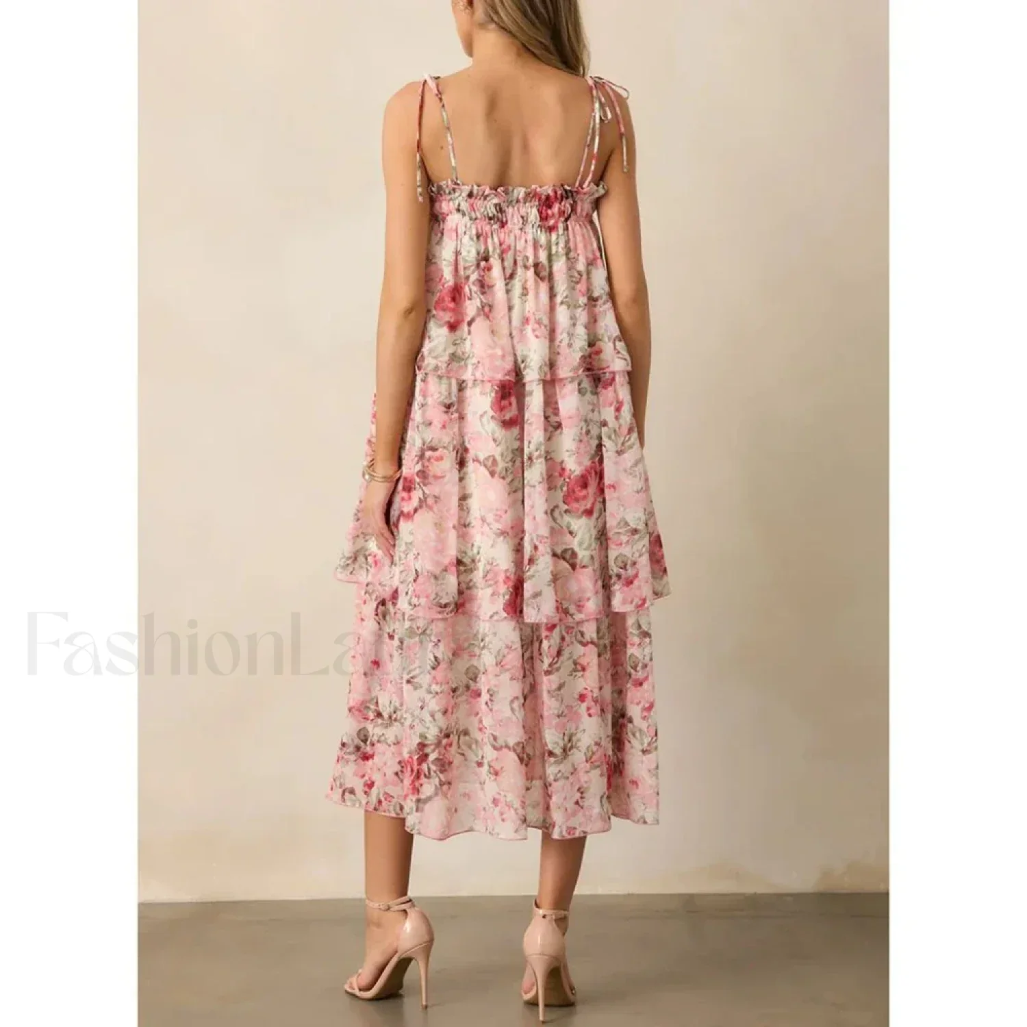 Tiered Lace-Up Cami Midi Dress - Image 8