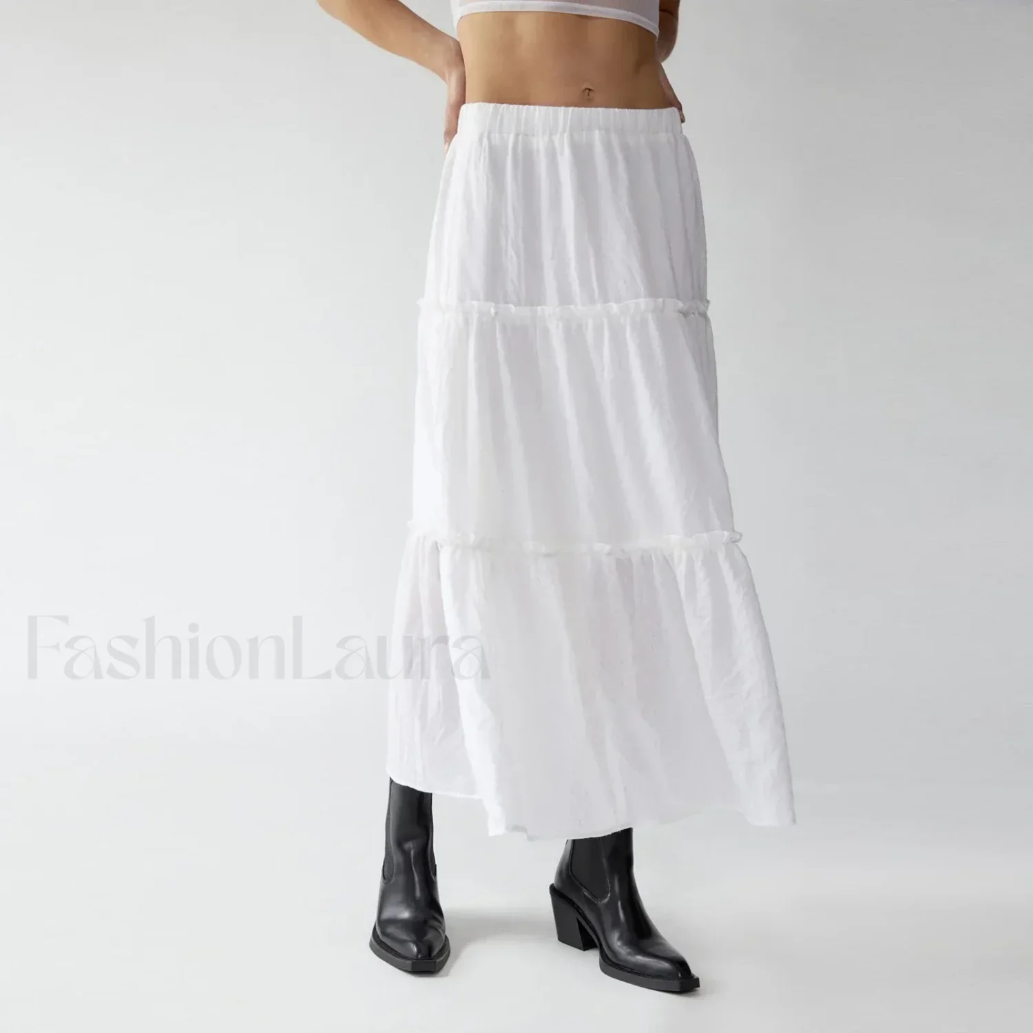 Tiered Pleated Swing Maxi Skirt - Image 11