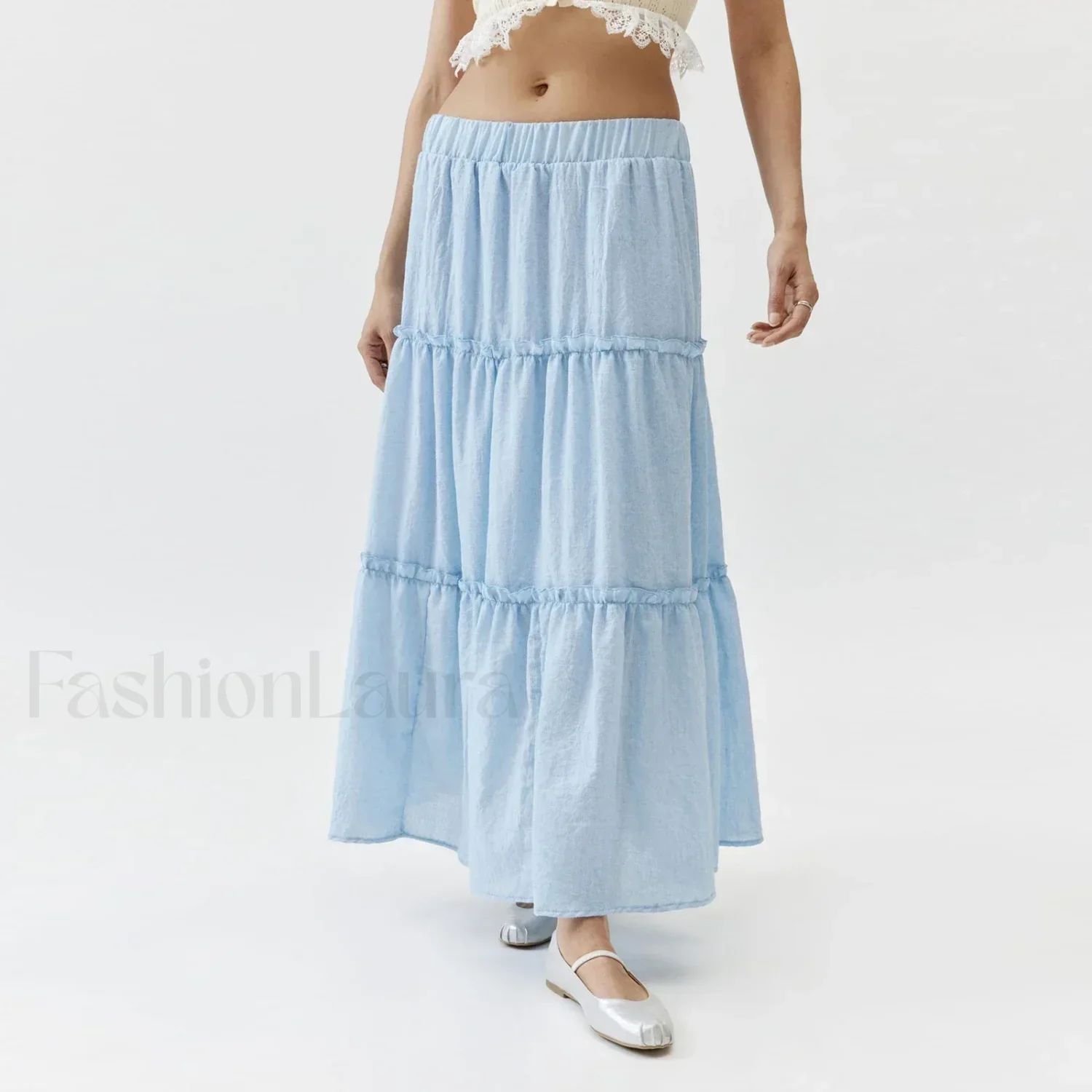 Tiered Pleated Swing Maxi Skirt - Image 12