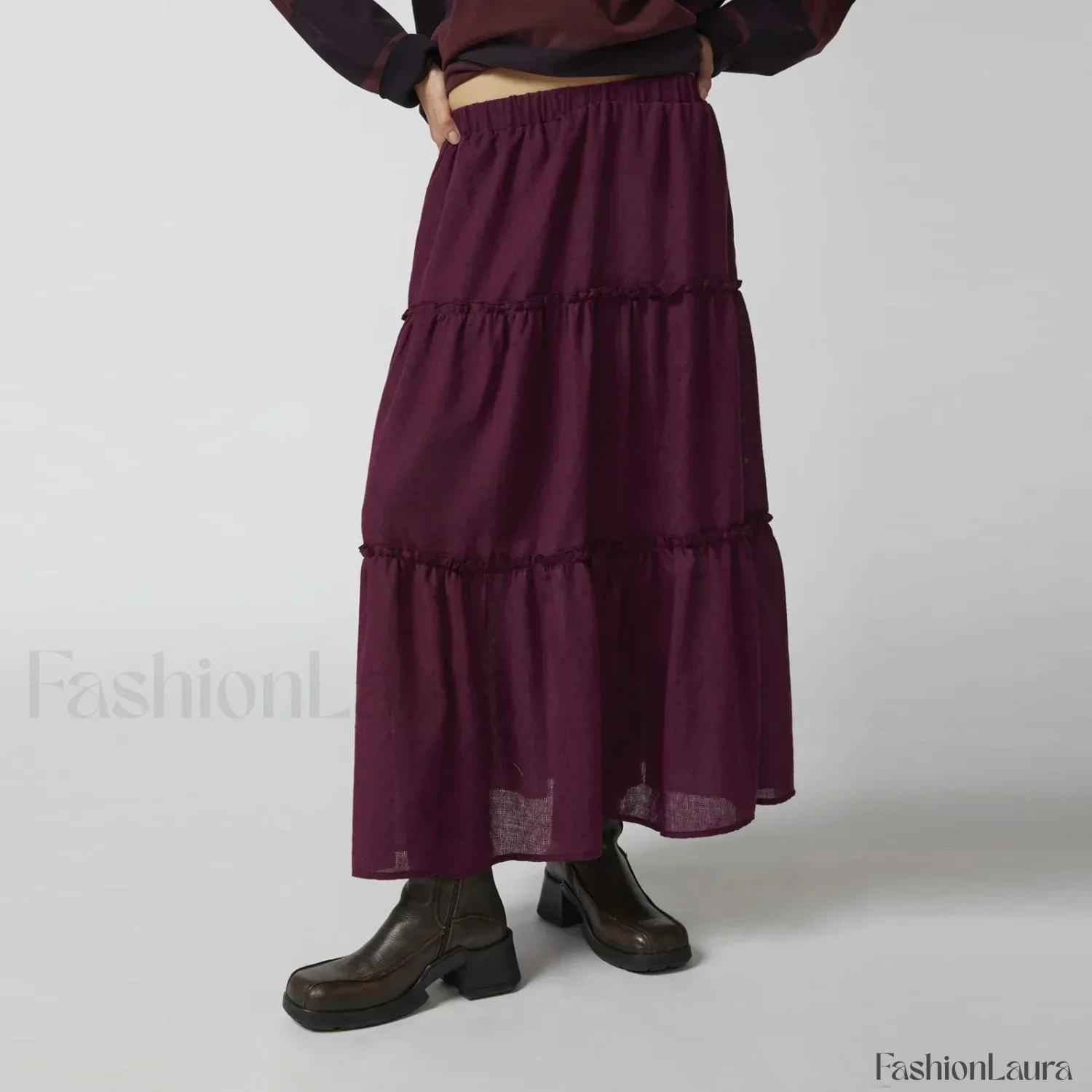 Tiered Pleated Swing Maxi Skirt - Image 15