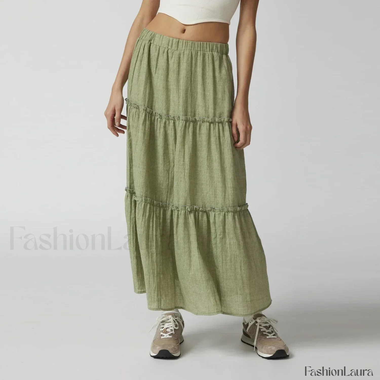 Tiered Pleated Swing Maxi Skirt - Image 16