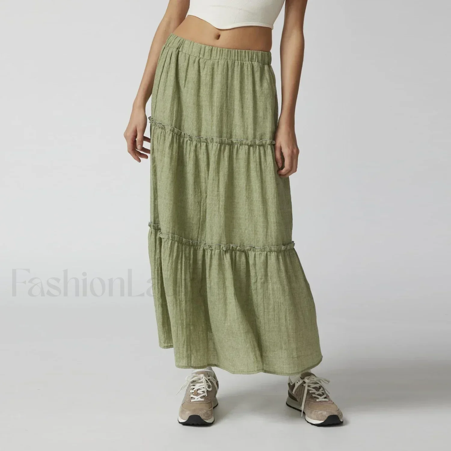 Tiered Pleated Swing Maxi Skirt - Image 5