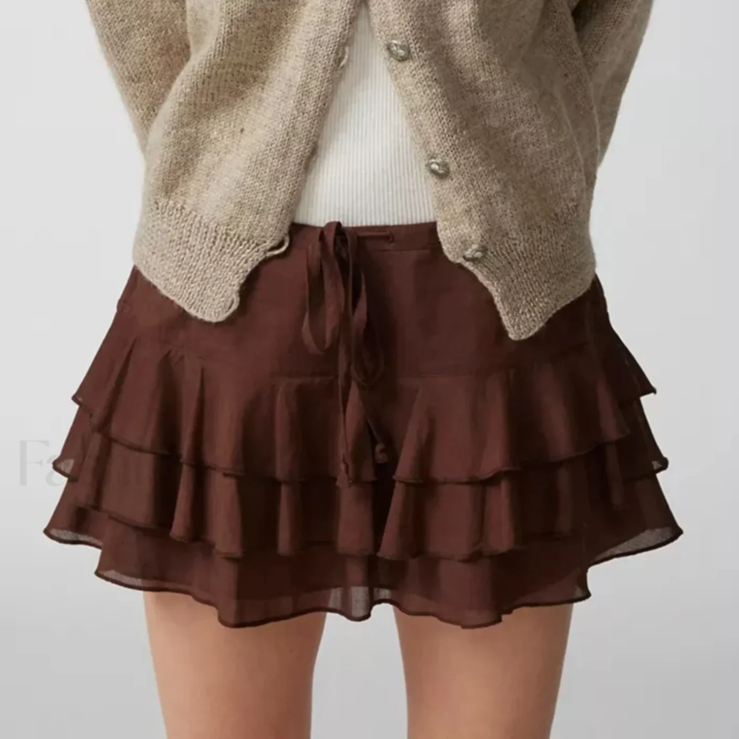 Tiered Ruffle Drawstring Skirt - Image 3
