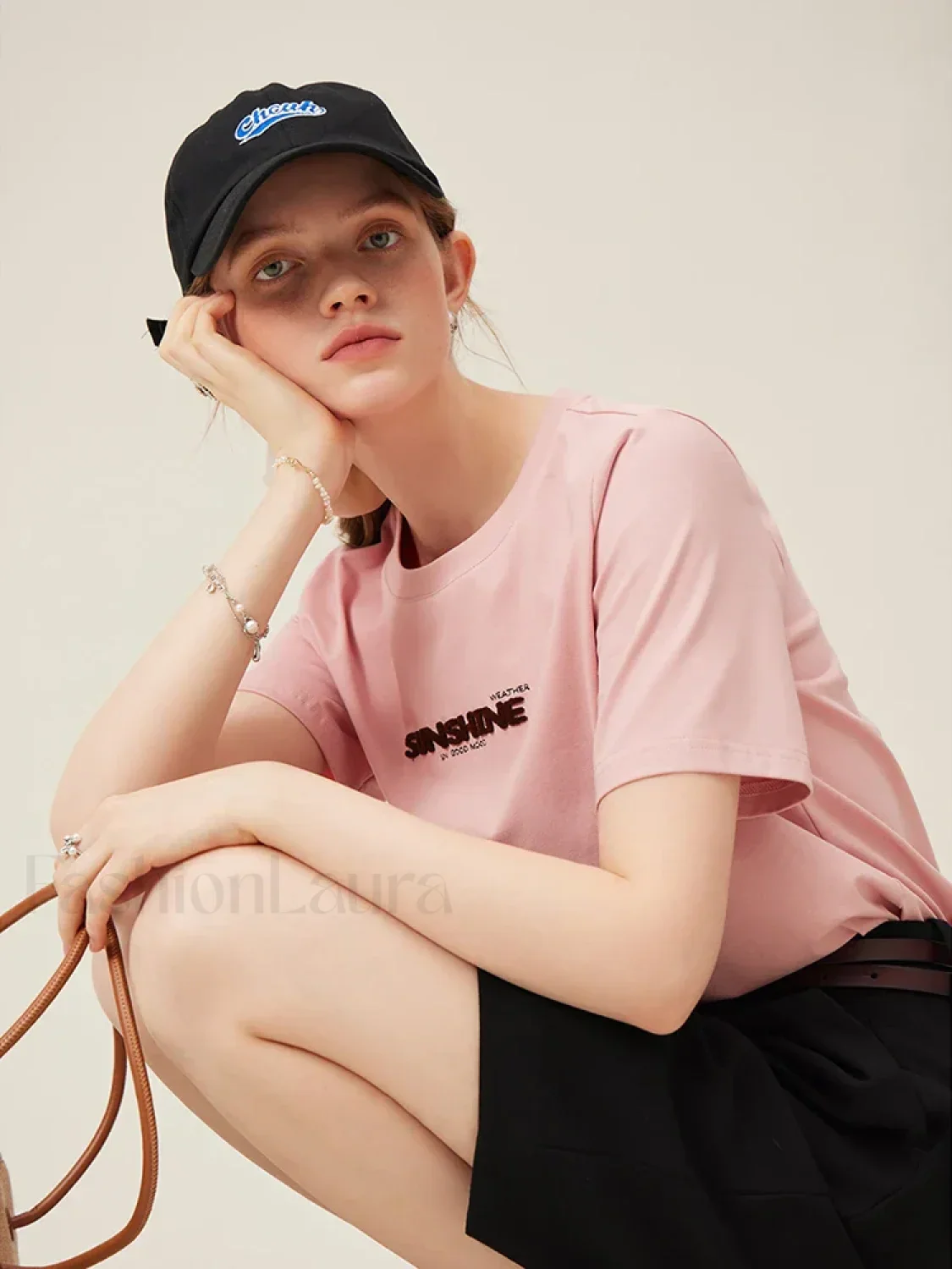 Toothbrush Embroidery Pink Cotton T-Shirt - Image 2