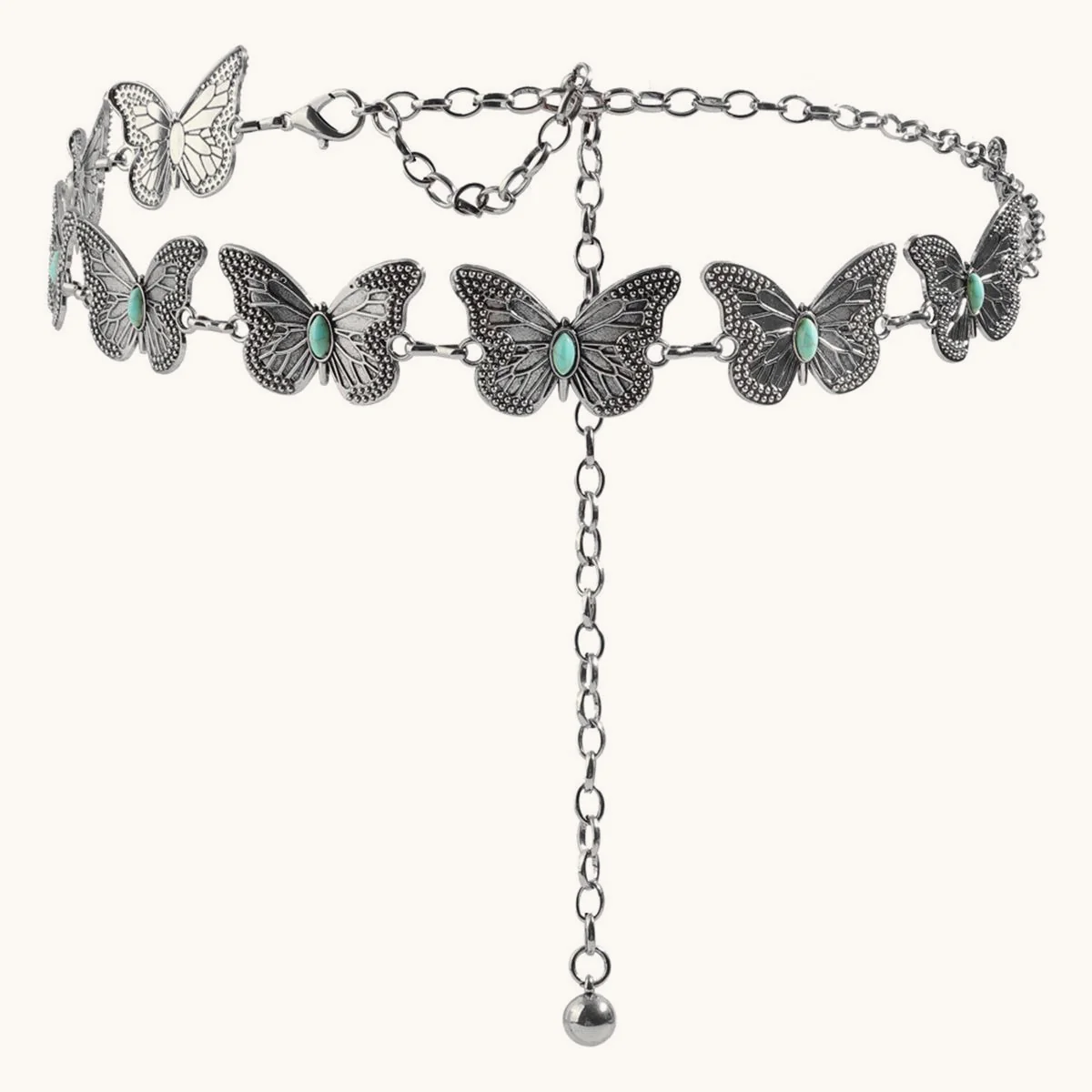 Turquoise Butterfly Metal Waist Chain - Image 2