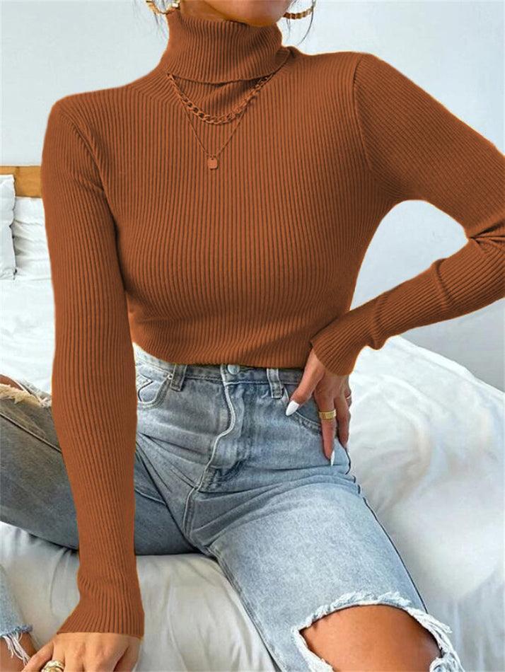 Turtleneck Ribbed Knit Sweater - Image 17