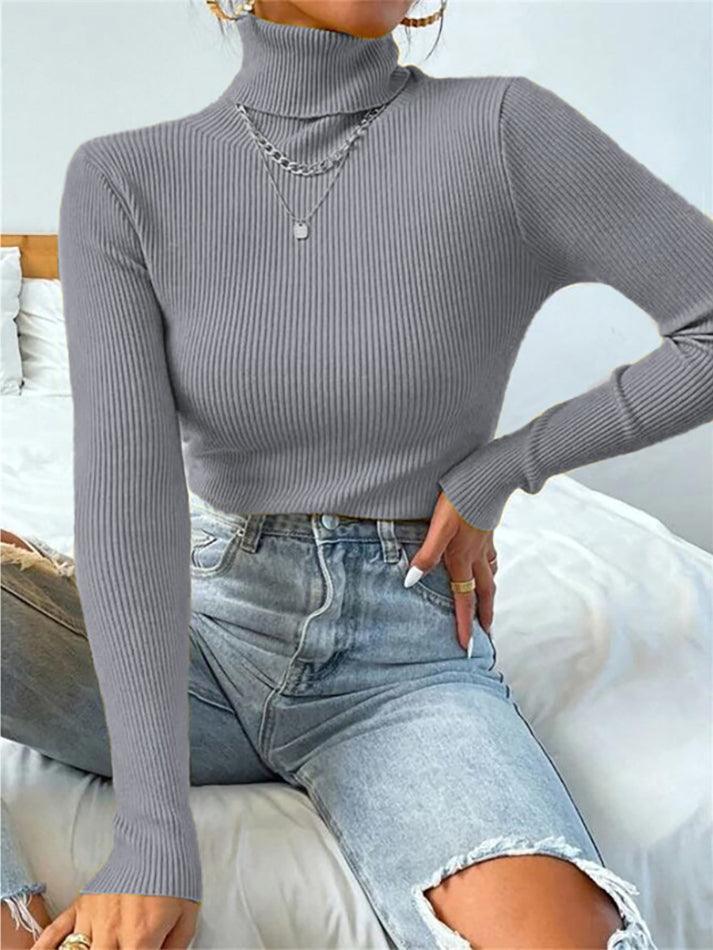 Turtleneck Ribbed Knit Sweater - Image 27