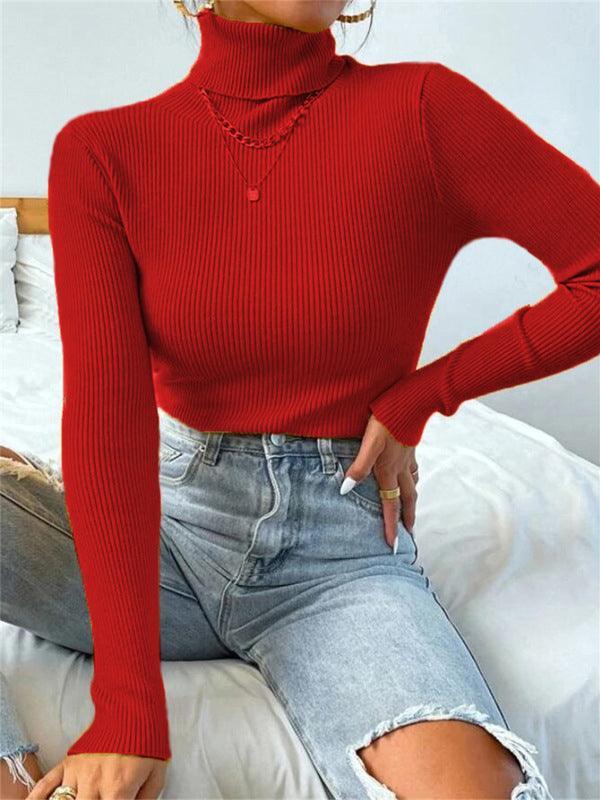 Turtleneck Ribbed Knit Sweater - Image 32