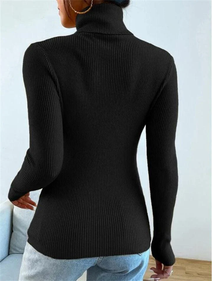 Turtleneck Ribbed Knit Sweater - Image 33