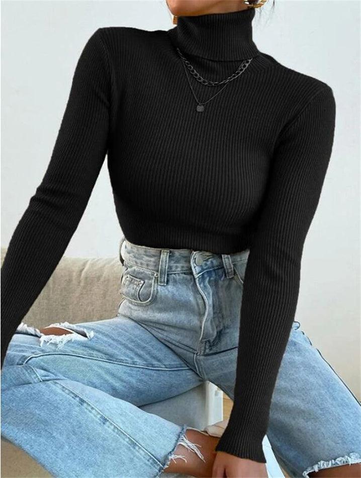 Turtleneck Ribbed Knit Sweater - Image 34