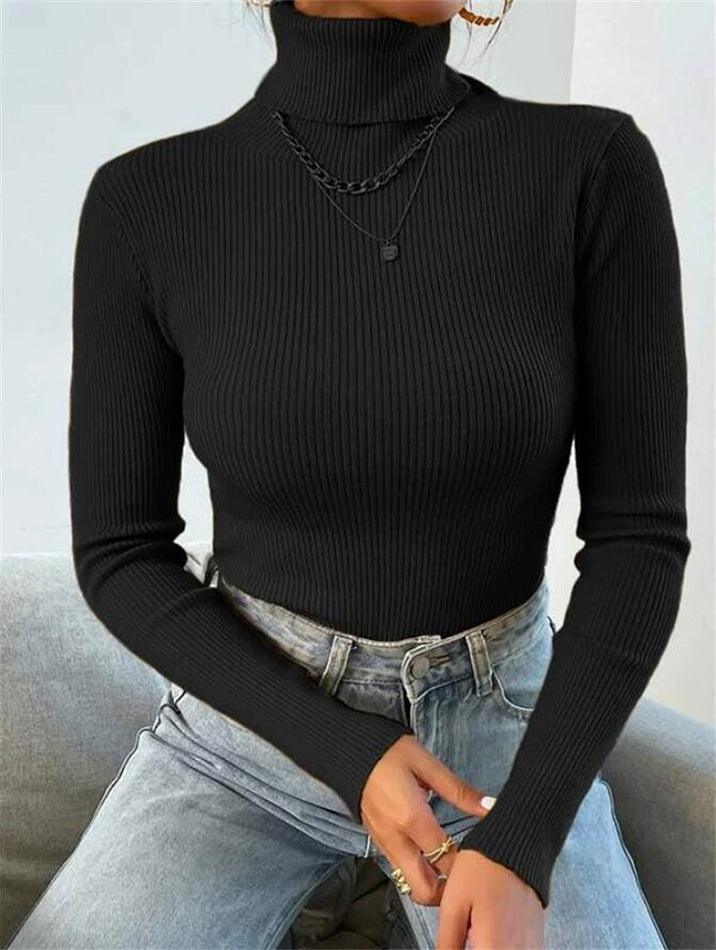 Turtleneck Ribbed Knit Sweater - Image 35