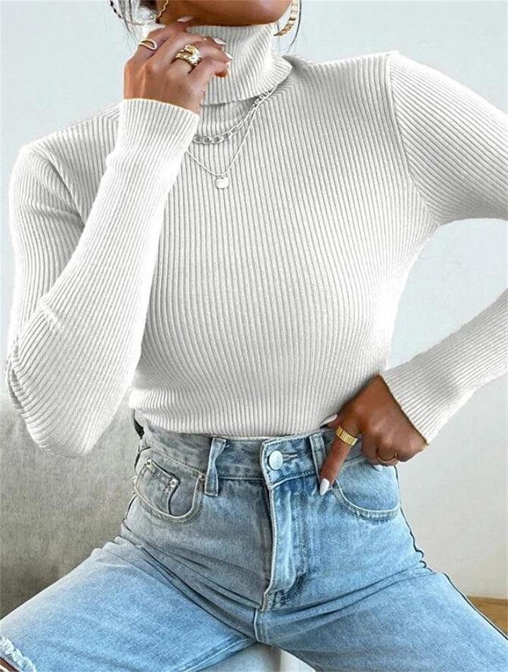 Turtleneck Ribbed Knit Sweater - Image 41
