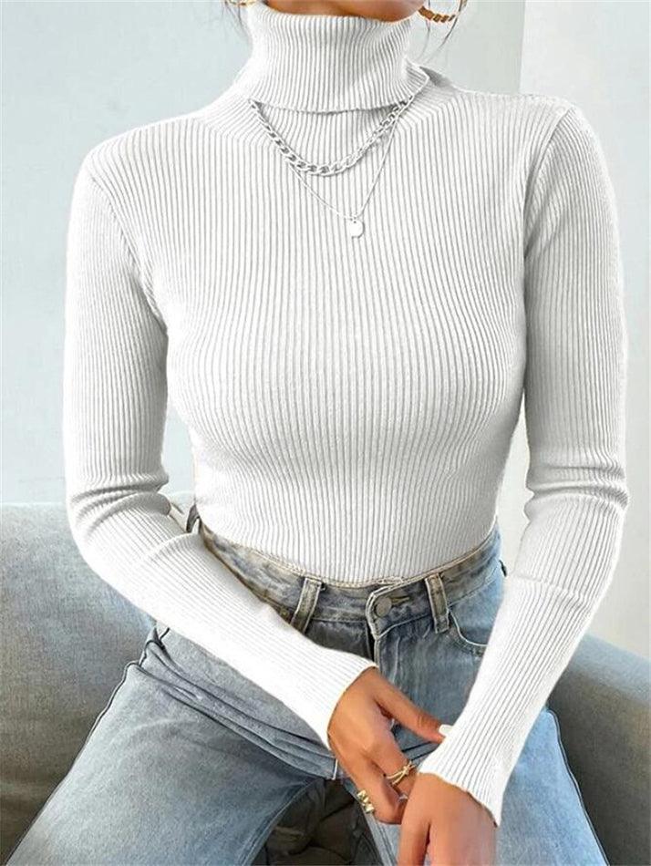 Turtleneck Ribbed Knit Sweater - Image 42