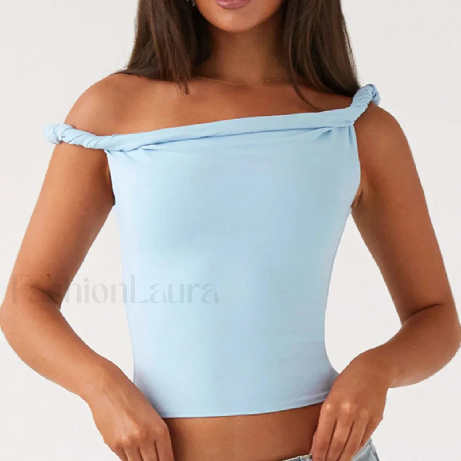 Twist Shoulder Halter Crop Top - Image 10