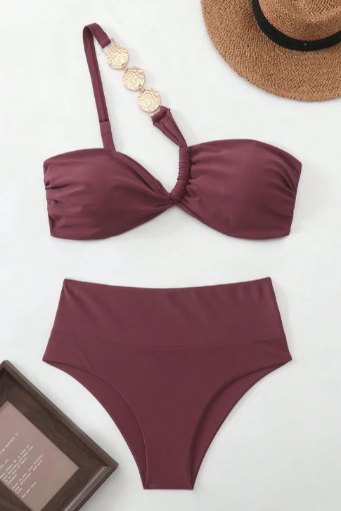 Twisted One Shoulder Strappy Bikini Set - Image 7