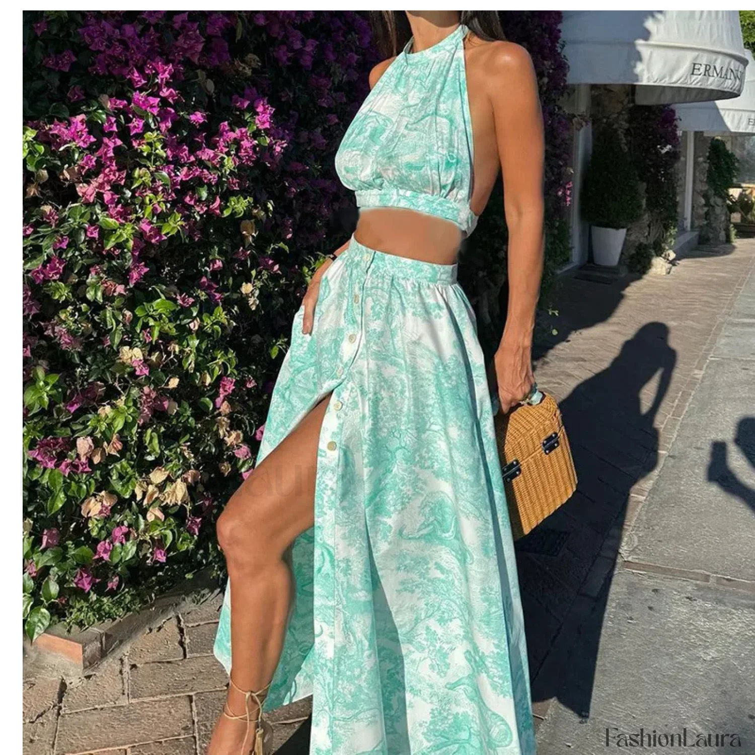 Two-Piece Halter Floral Dress - Image 12