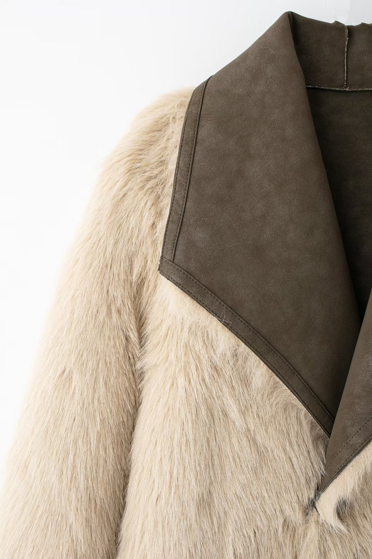 Two Sided Long Faux Fur Overcoat - Image 8