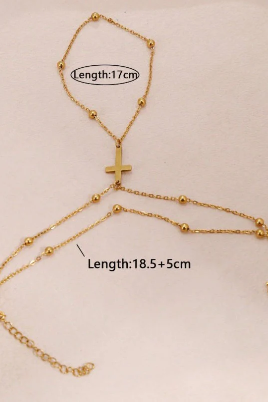 Two Tier Cross Bead Knuckle Finger Bracelet - Image 4
