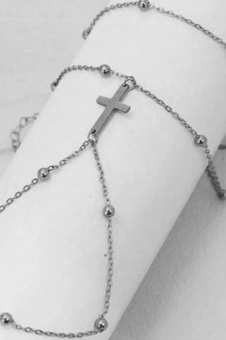 Two Tier Cross Bead Knuckle Finger Bracelet - Image 5