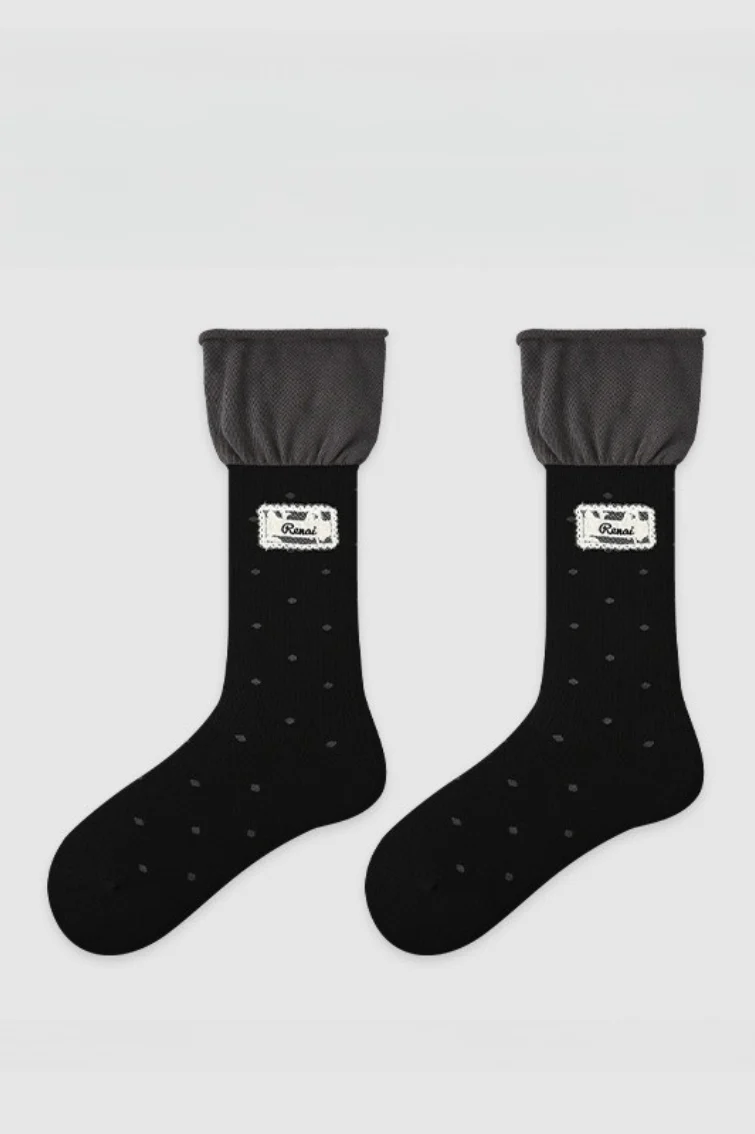 Two Tone Slouchy Letter Printed Socks - Image 8