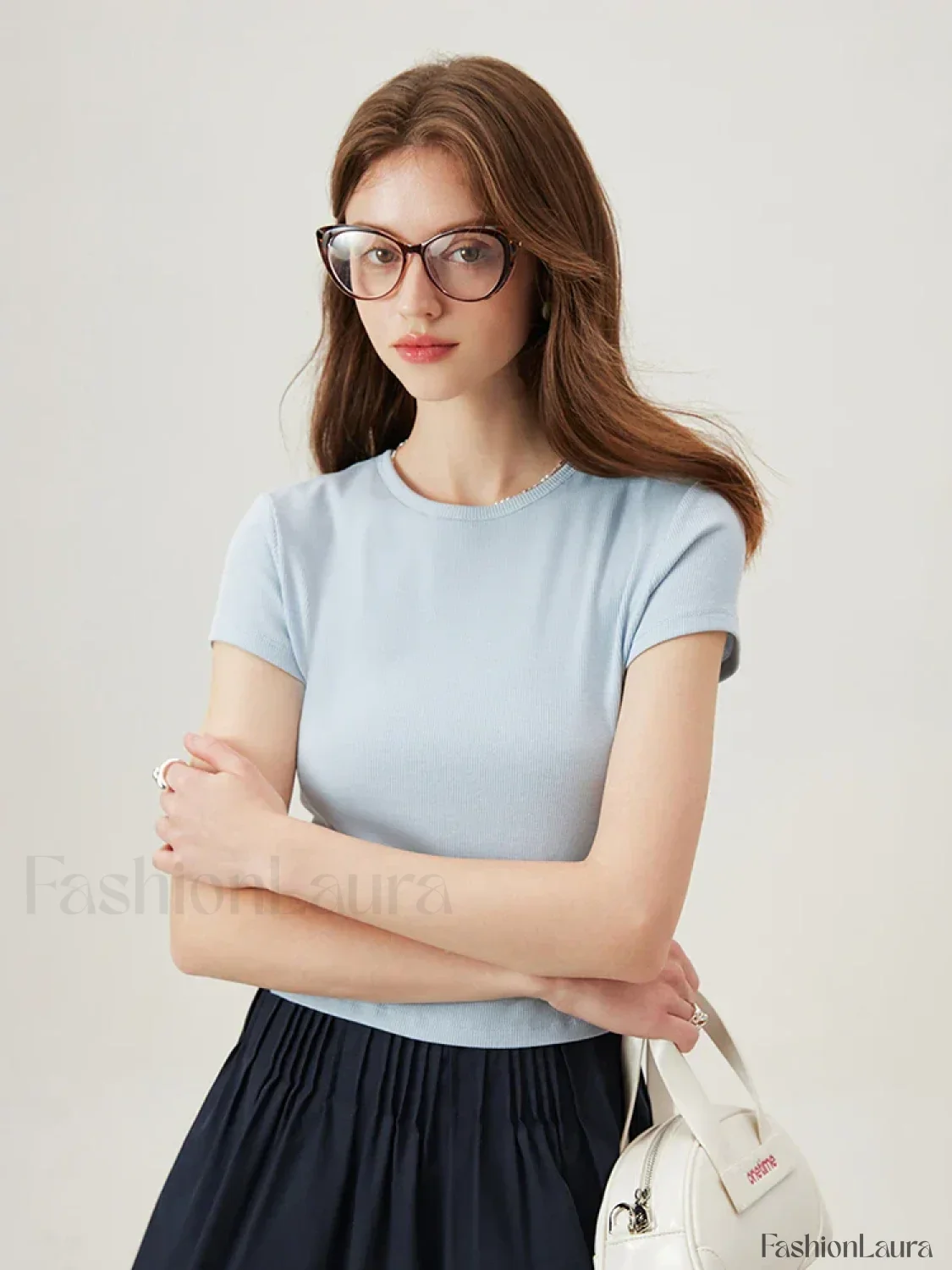 U-Neck Slim Thin Knitted T-Shirt - Image 10
