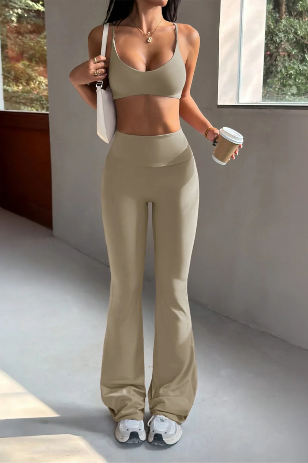 U Neck Tank Yoga Flared Pants Set - Image 4