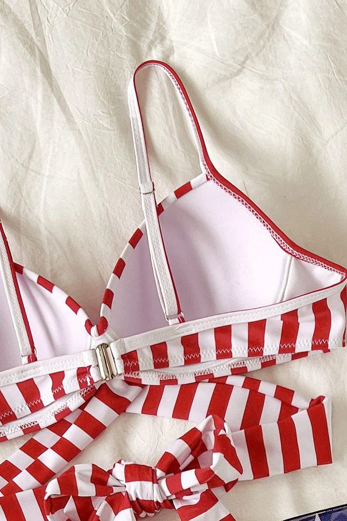 US Flag Printed Strappy Three Piece Swim Set - Image 9
