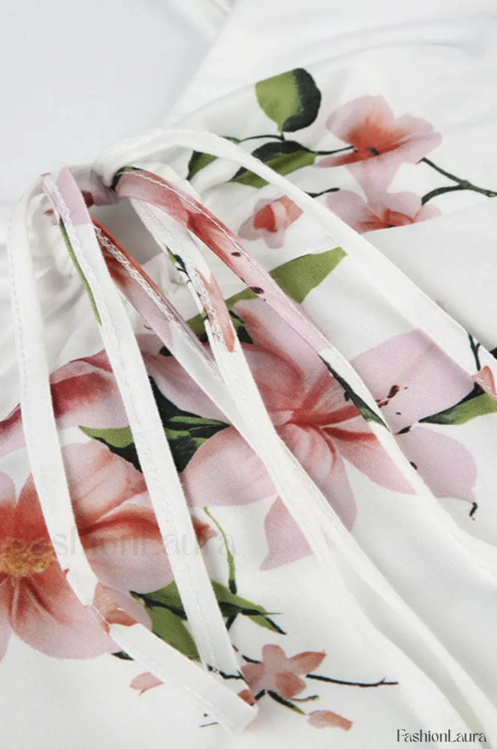 V-Neck Lace-Up Floral Retro Fishtail Dress Pure Desire Maxi Style - Image 14